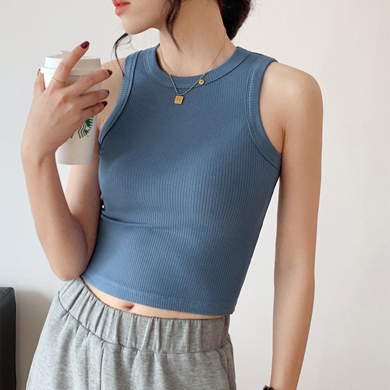 IELGY     Áo Lót Thể Thao Sát Nách Chống Lóa Màu Trắng Thời Trang Cho Nữ