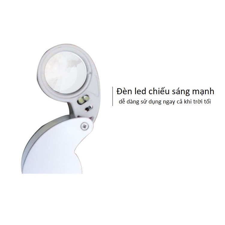 Kính lúp móc khóa phóng đại 40x có đèn led trợ sáng