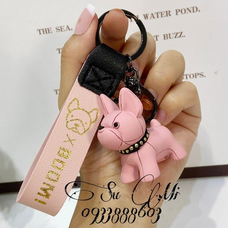 Móc khóa chó con nhiều màu dễ thương- Móc khóa thời trang cute cún con dây da đủ màu