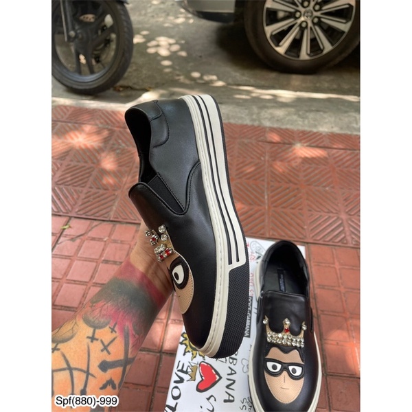 Giày Slipon DG Nam Thêu Mặt Người Cực Chất - Giày Slipon Nam Đính Đá SC Full Box
