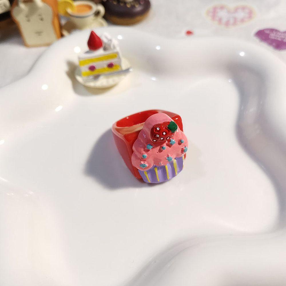 JARRED Nhẫn Nhựa Hình Trái Dâu Tây Dễ Thương Cho Nữ