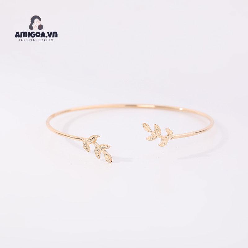Vòng Tay Mở Hình Chiếc Lá Dành Cho Nữ