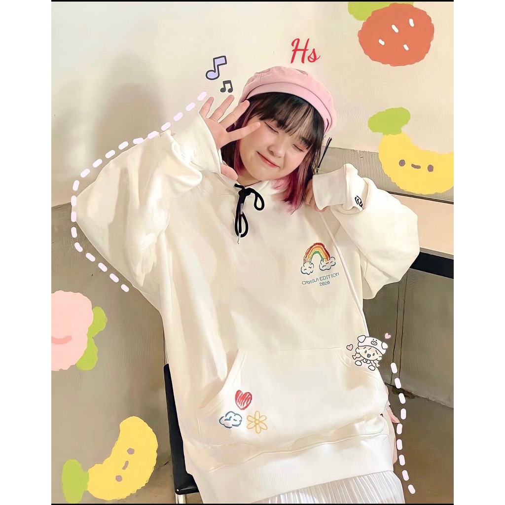 Áo Sweater Tay Bo Cầu Vồng 2022 Chất Liệu Nỉ Chân Cua Dày Mịn Cheery Store SP000790