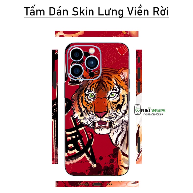 Tấm dán Skin Mặt Sau Hình Hổ FULL VIỀN Dành Cho 13prm , 12prm , 11prm , x, xsm , 7p , ip11 , ip12 ip 13 - FukiShop