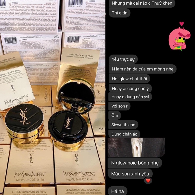 Cushion YSL vỏ đen mini và full size màu 020 cho da trung bình sáng