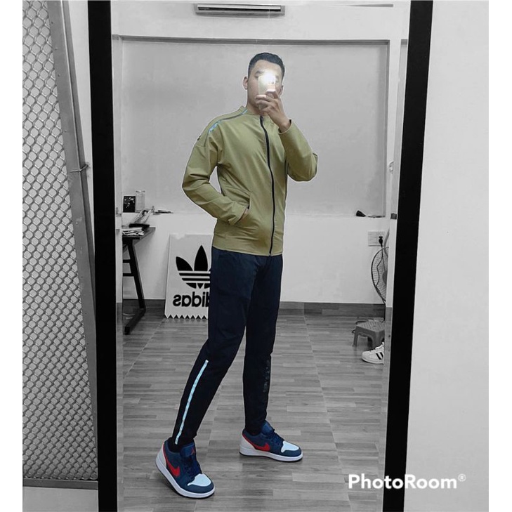 💥XẢ HÀNG 2021💥 Áo khoác gió nam adidas cổ tròn, viền phảng quang, logo 3 sọc bên vai