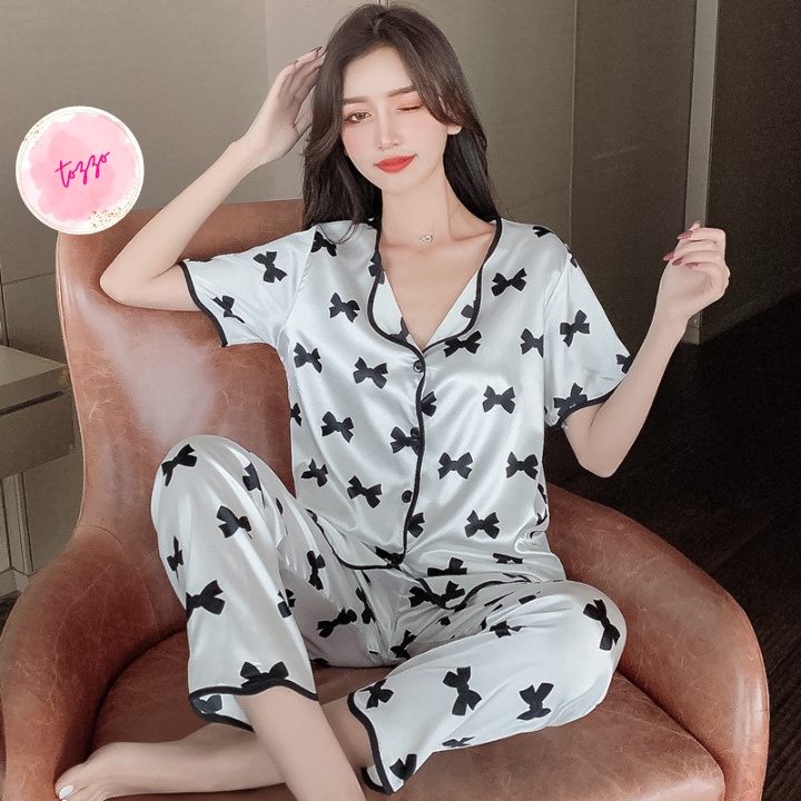 Bộ pijama lụa mango bigsize nữ cộc tay quần dài phối ren cute dễ thương phong cách hàn quốc BLD01