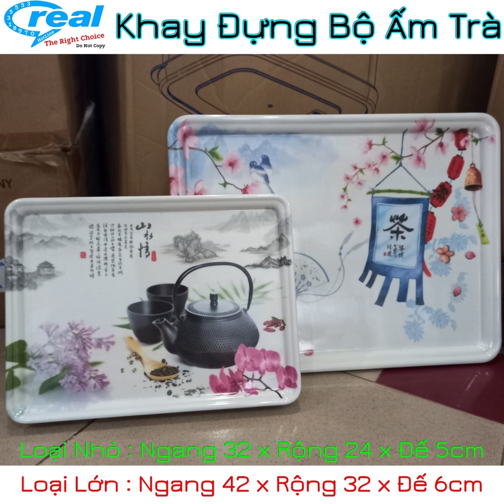 Khay Nhựa Hình Chữ Nhật Giả Sứ Đựng Tách Trà Cho Khách Sạn, mâm nhựa Melamine đựng đồ/ thực phẩm/ khay trà nhiều size .