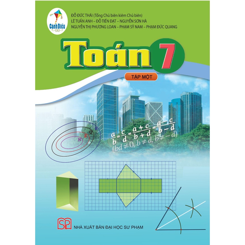 Sách Toán 7 tập 1 CD mới và 2 tập giấy kiểm tra cấp 2 (bìa vàng)
