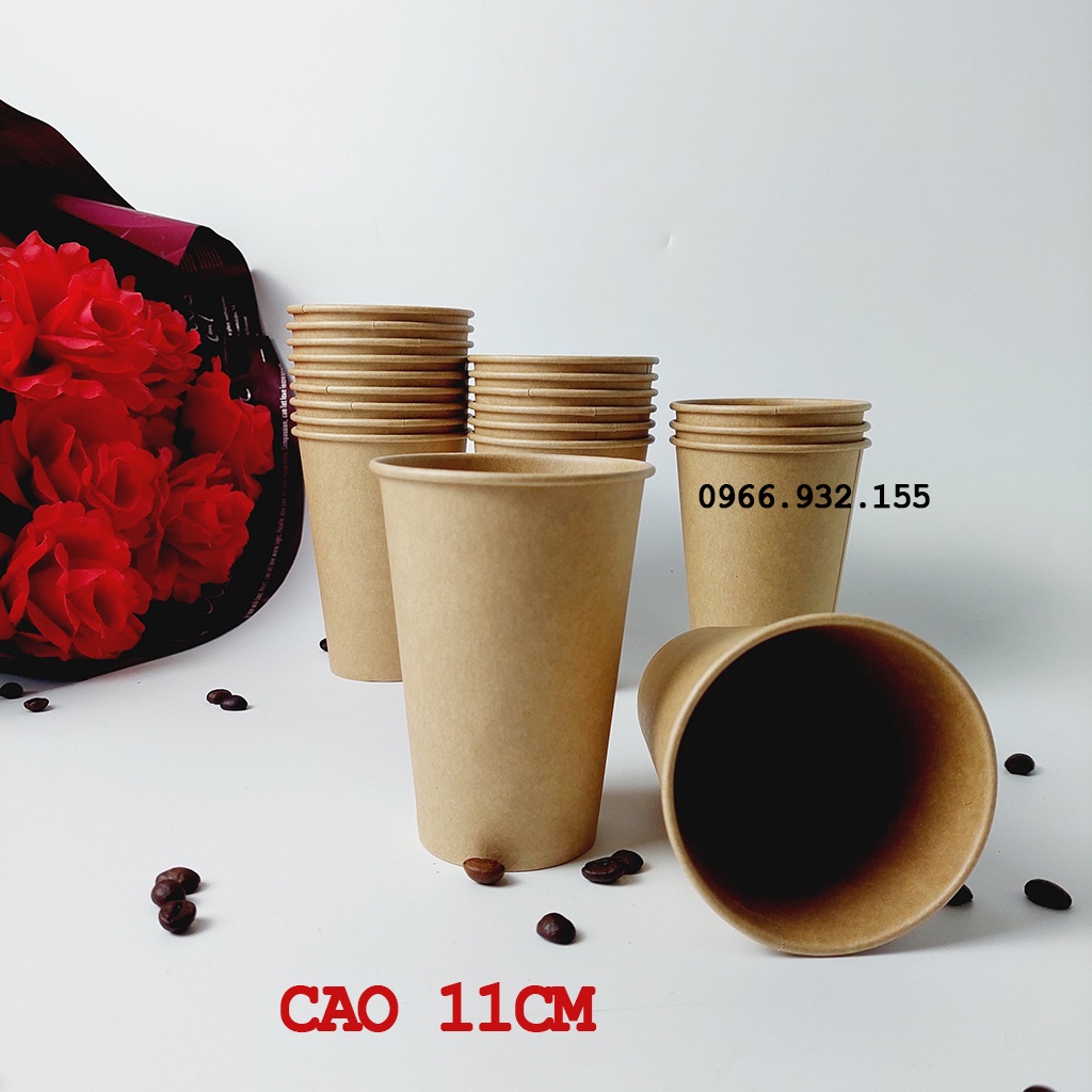 Set 50 cốc giấy nâu 360ml - 12oz ly giấy siêu đẹp NHẬP KHẨU HÀN QUỐC
