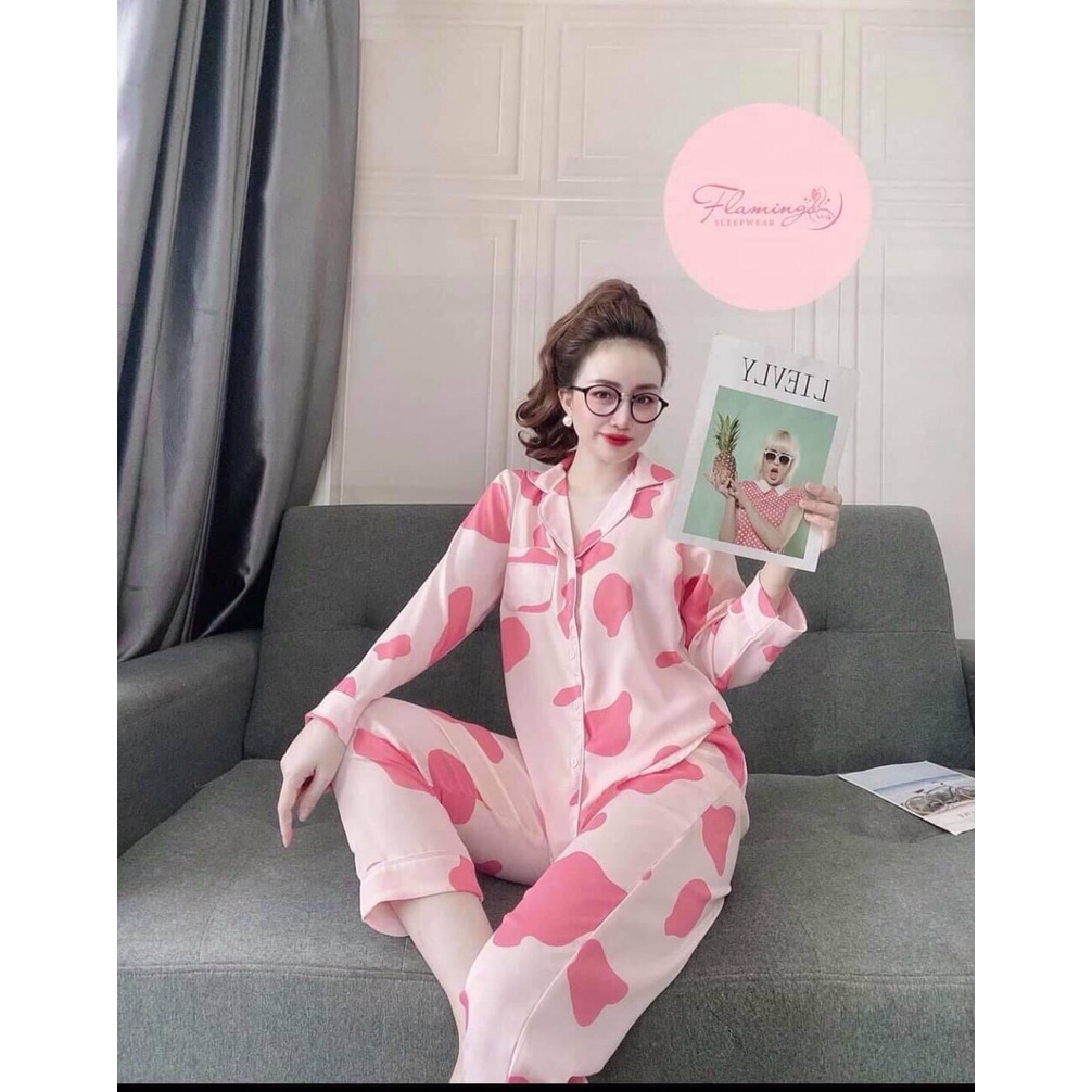 Bộ ngủ dài tay họa tiết loang bò IMODA, chất vài kate thái mềm mịn, thoải mái, họa tiết trẻ trung, đáng yêu | BigBuy360 - bigbuy360.vn