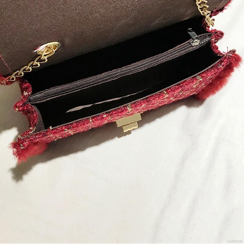 Túi đeo chéo da PU bằng len phong cách thời trang độc đáo | BigBuy360 - bigbuy360.vn