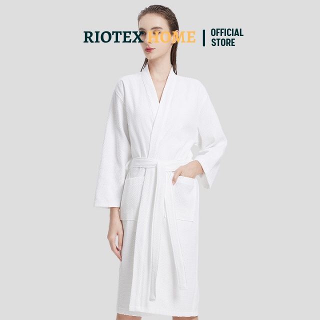 Áo choàng tắm khách sạn RIOTEX HOME vải tổ ong 100% cotton mềm mại, thấm hút tốt
