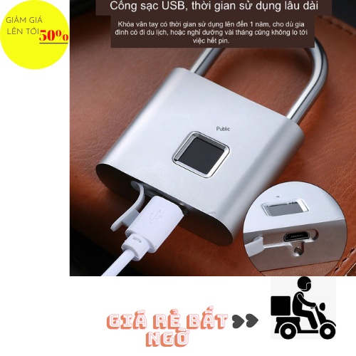 Ổ Khóa Vân Tay chống trộm thông minh + Tặng kèm 5 kẹp dây điện chống rối