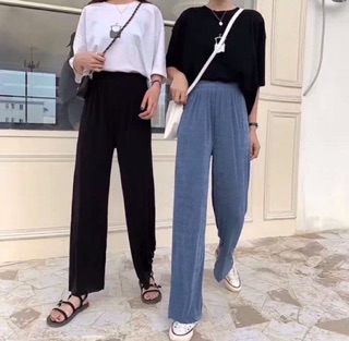 Quần ống rộng len tăm