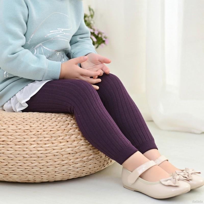 Quần legging dệt kim màu trơn thời trang thu đông xinh xắn dành cho bé gái