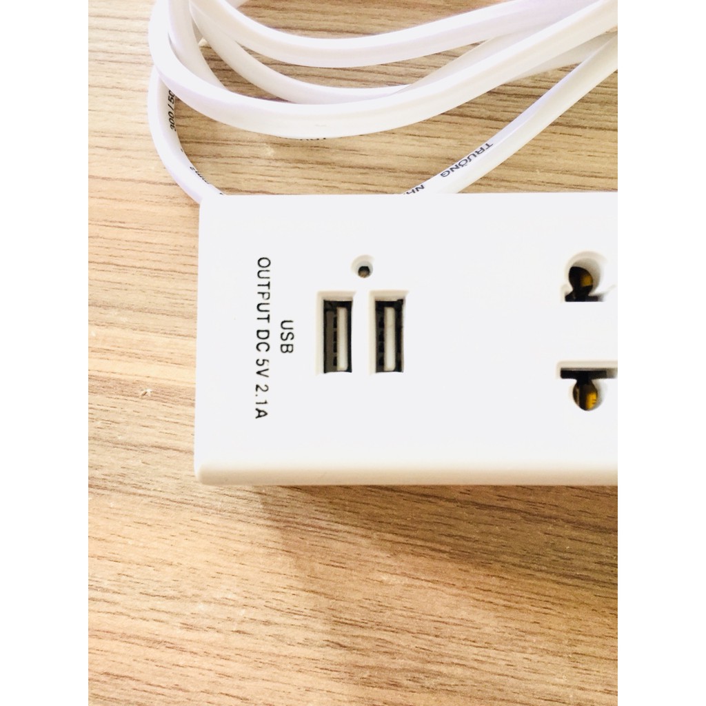 Ổ cắm điện cao cấp 2 cổng sạc USB Nhật Quang NQ-D6USB (3000W) (trắng)