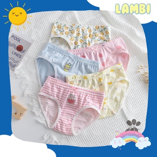 Set 5 Quần Chíp Tam Giá Cho Bé Gái Hình Trái Cây Chất Liệu Cotton Cao Cấp An Toàn Cho Da Bé
