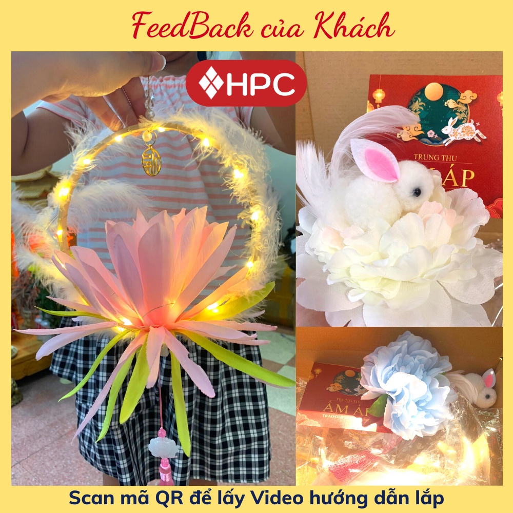 Đèn Lồng Trung Thu Cầm Tay Handmade, Đèn Lồng Thỏ Ngọc, Hoa Sen, Decor, Sống Ảo - Xu Hướng 2022