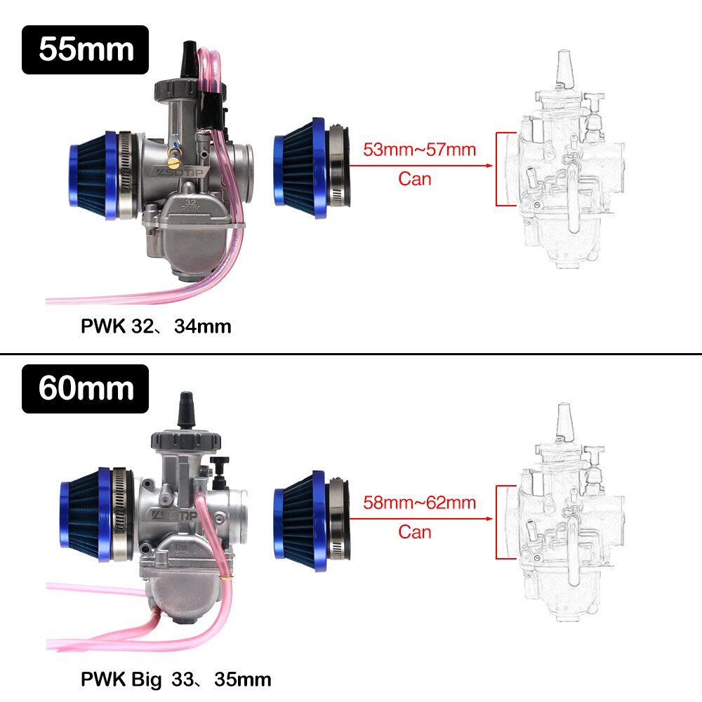 KEIHIN Bộ Lọc Không Khí Zsdtrp 48/55/60mm Dành Cho Bộ Chế Hòa Khí Động Cơ 2 Thì ATV