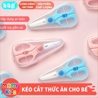Kéo Cắt Thức Ăn Cho Bé AAG Hàn Quốc Lưỡi Gốm Sứ Mạ Cao Cấp Có Hộp Đựng An Toàn