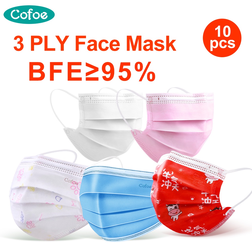 Khẩu trang COFOE 3 lớp dùng một lần Bpe&gt; 95% dây đeo đầu cho người lớn