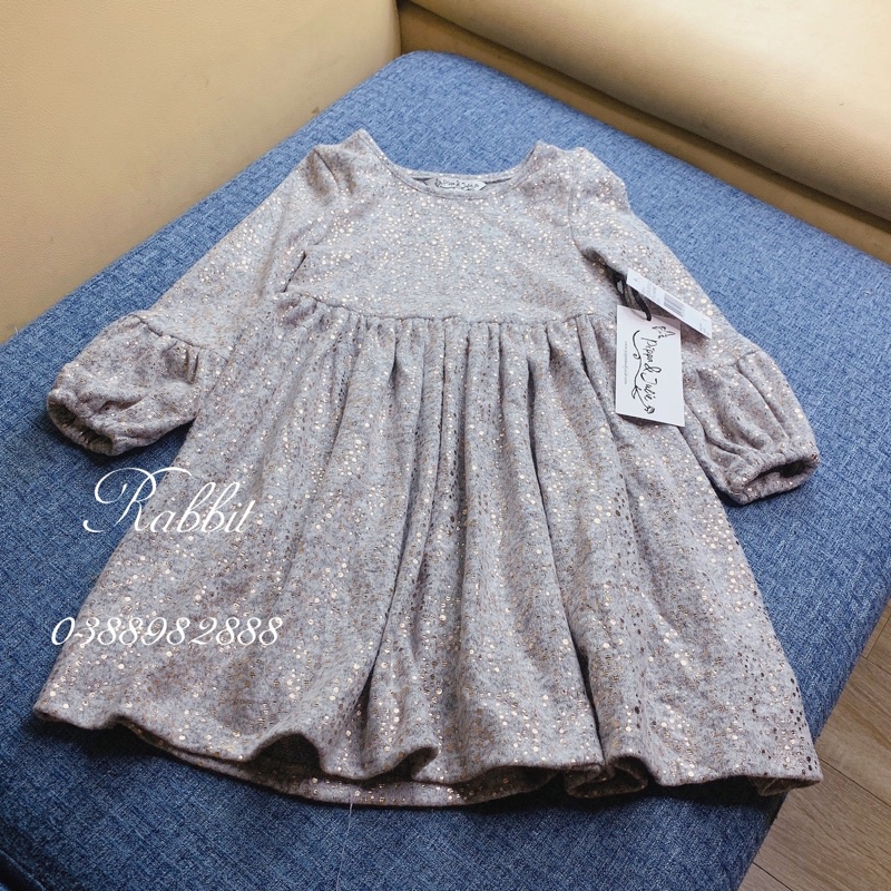 Váy cotton len nhũ chấm bi(hàng sale ko đổi trả)