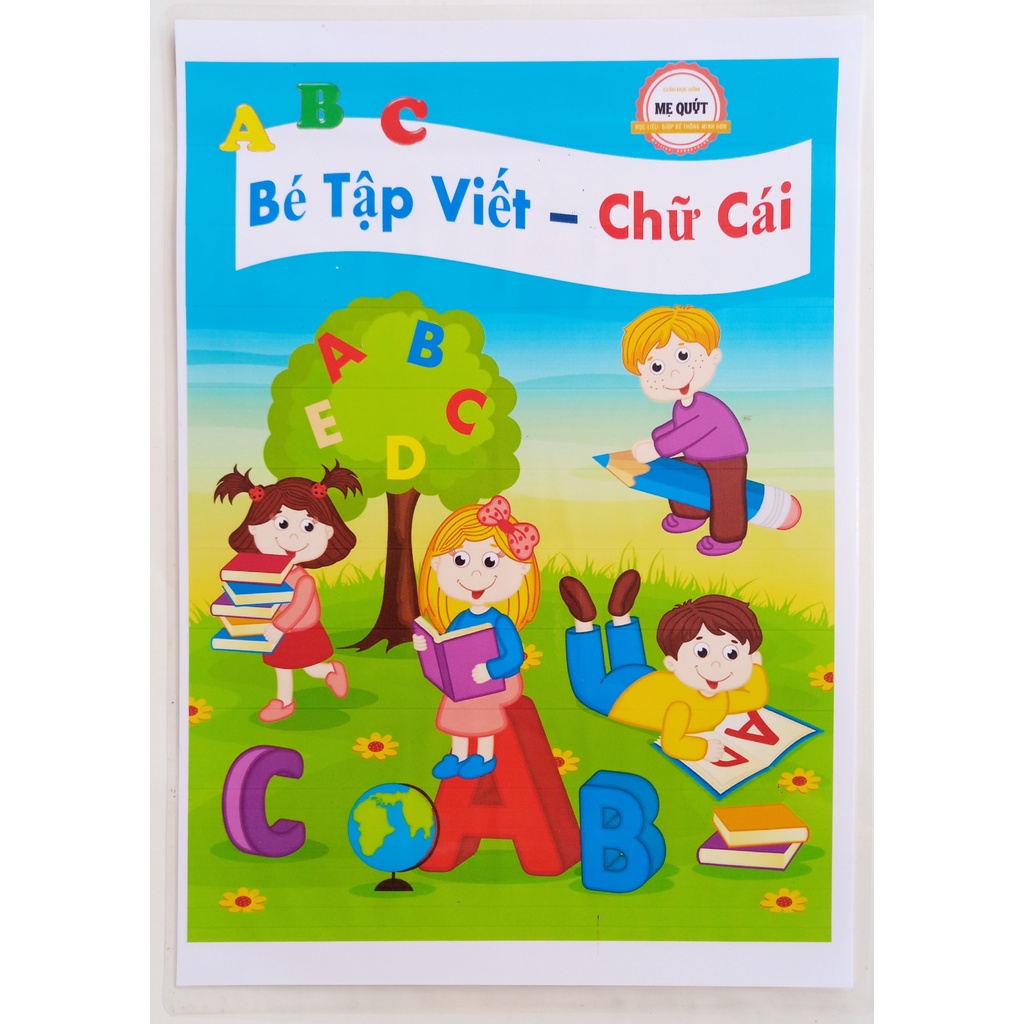 Học Liệu Bé Viết Chữ Cái- Viết Tự Xóa- Dùng Được Vô Số Lần- Bé Làm Quen Với Chữ Cái- Ép Nhựa Plastic Bền Không Thấm Nước