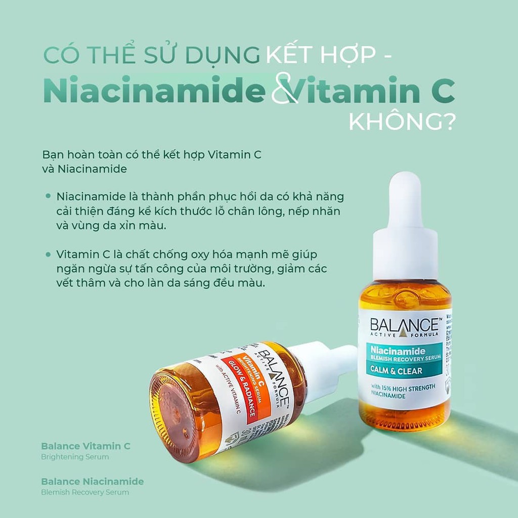 Combo Serum Sáng Da, Ngừa Mụn Giảm Thâm, Thu Nhỏ Lỗ Chân Lông Balance Vitamin C và Niacinamide Serum - Cila House