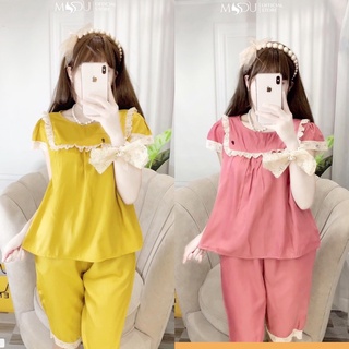 [🆘CỰC PHẨM -ĐỘC QUYỀN🆘] Bộ Mặc Nhà Chất Đũi Pha Ren Siêu Xinh Mềm Mát Sang Sịn
