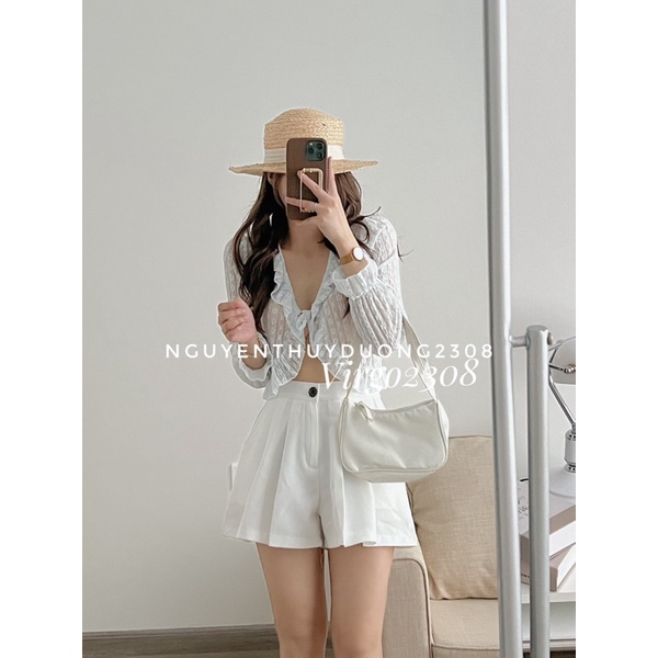 [HÀNG SẴN]ÁO CADIGAN HOA REN CỔ BÈO THẮT DÂY NƠ NGỰC SIÊU ĐIỆU