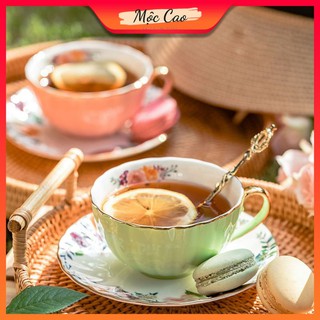 Tách trà, chén uống trà kèm thìa kiểu Anh sang chảnh decor chụp ảnh