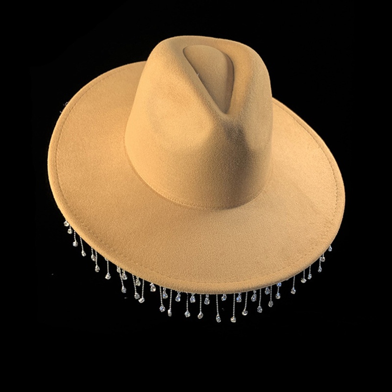 Mũ Fedora Đính Đá Phối Tua Rua Thời Trang Dự Tiệc