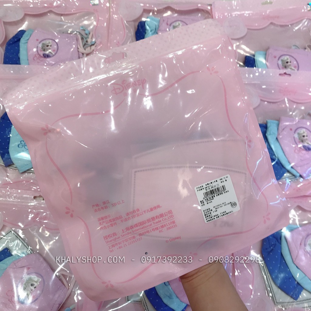 Set 3 khẩu trang vải Disney trẻ em hình công chúa Elsa chấm bi ( Frozen ) 3 màu cho bé gái 3 - 8 tuổi - 57NDWF94771 | BigBuy360 - bigbuy360.vn