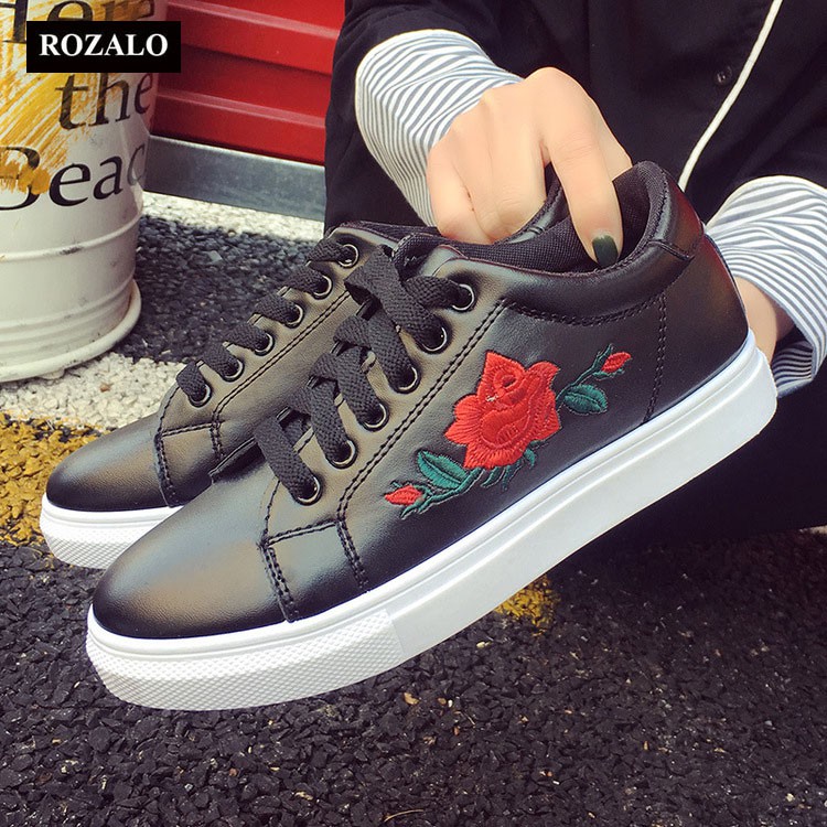 Giày thời trang nữ chống thấm thêu hoa hồng Rozalo RM5123