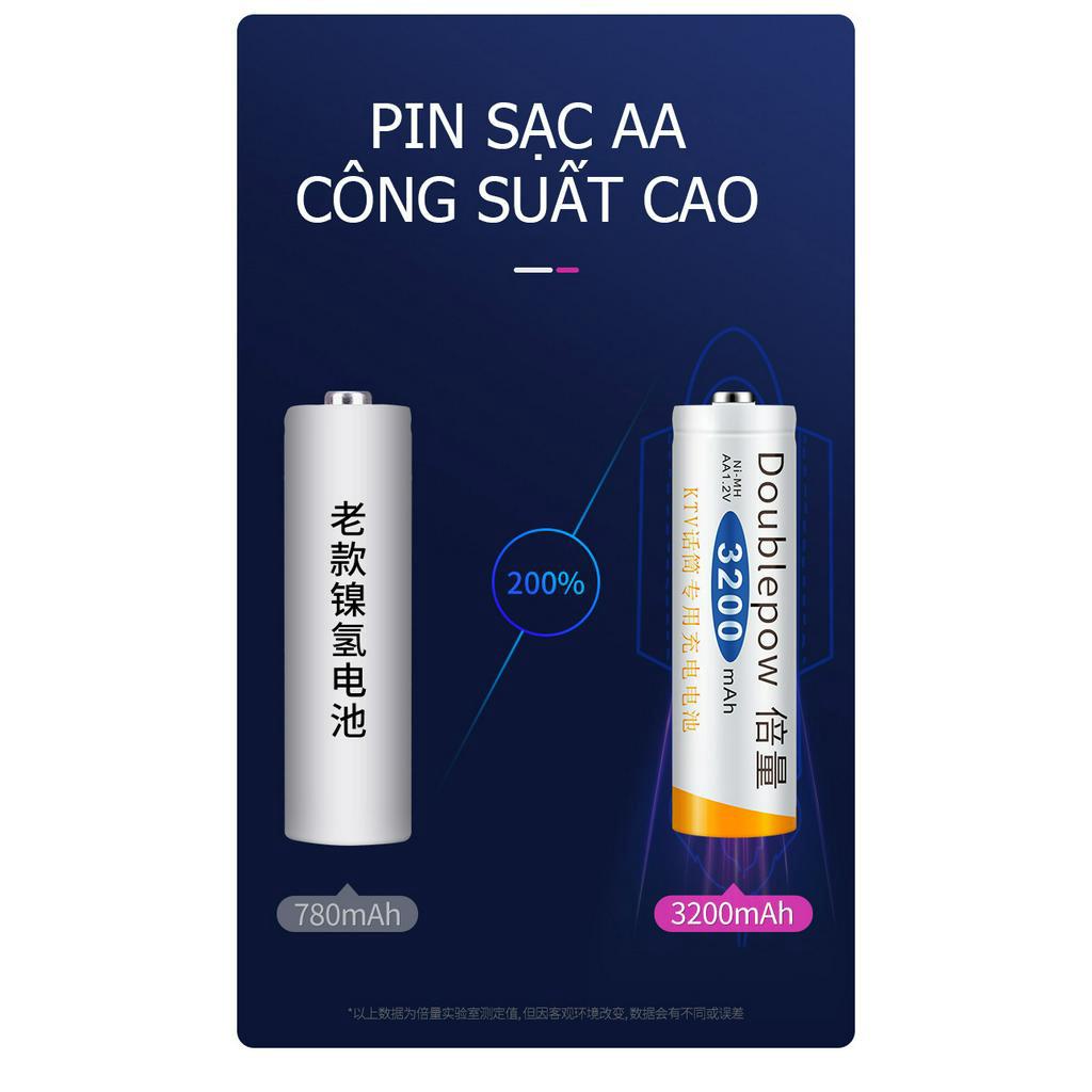 Sạc pin tiểu thông minh tự ngắt K98B, pin sạc AA 3200mAh dung lượng cao - chính hãng Doublepow