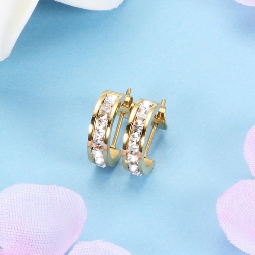 Bông Tai Nữ Đính Đá Nhân Tạo Titan Ko Đen TT 2296