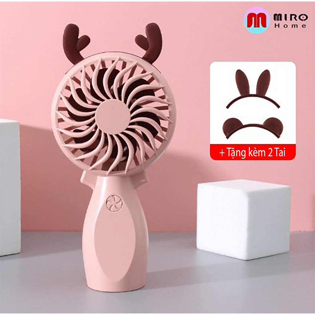 Quạt mini cầm tay dễ thương, quạt tích điện mini sạc USB di động nhỏ gọn tiện lợi MIROHOME