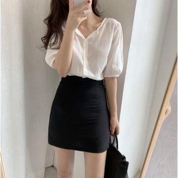 Chân Váy Lưng Cao Chữ A Madela 2 Lớp Dày Ôm Eo Tôn Dáng, Váy Chữ A Ngắn Cạp Cao Dáng Ôm Phong Cách Hàn Quốc