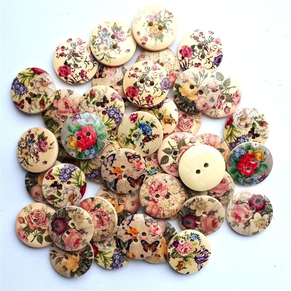 Set 50 Nút Áo 2 Lỗ 20mm Nhiều Màu Sắc Dùng Để Làm Đồ Thủ Công