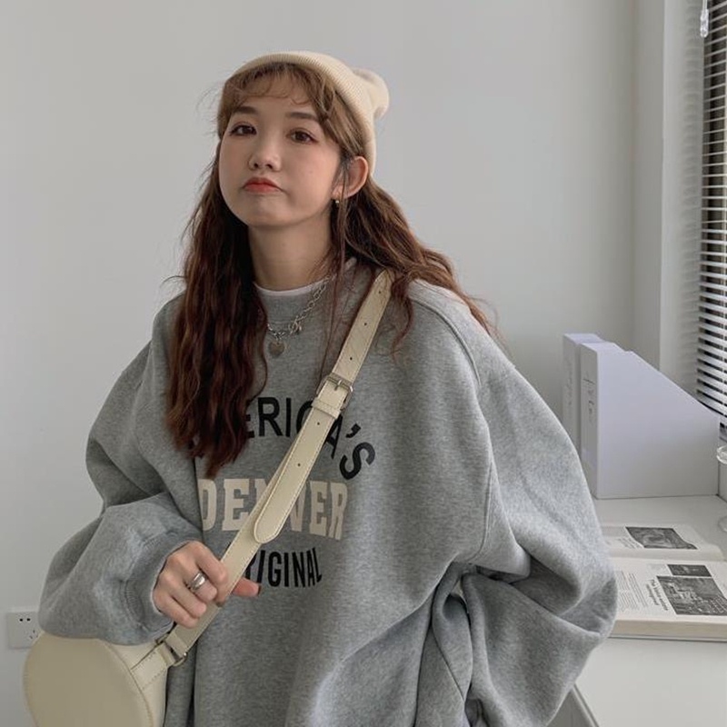 NRVP Áo Hoodie Dáng Rộng Thời Trang Hàn Quốc Đơn Giản Cá Tính Cho Nữ