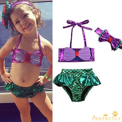 ✨QDA-Toddler Baby Girls Kids Mermaid Summer Beach Swimwear Swimsuit Bikini Set Playsuit