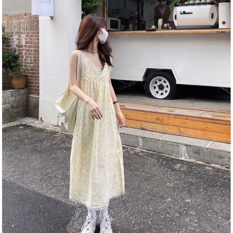 |SUNNY DRESS| Đầm vàng chanh hoạ tiết hoa nhí TLÉA