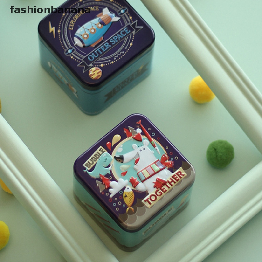 Hộp Thiếc Đựng Bánh Quy / Trà / Quà Tặng Họa Tiết Hoạt Hình 3D Tinh Tế
