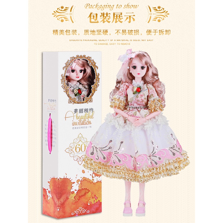 Đồ chơi cho bé gái búp bê barbie 60cm công chúa bjd xinh đẹp quà sinh nhật ANDATOY AD952
