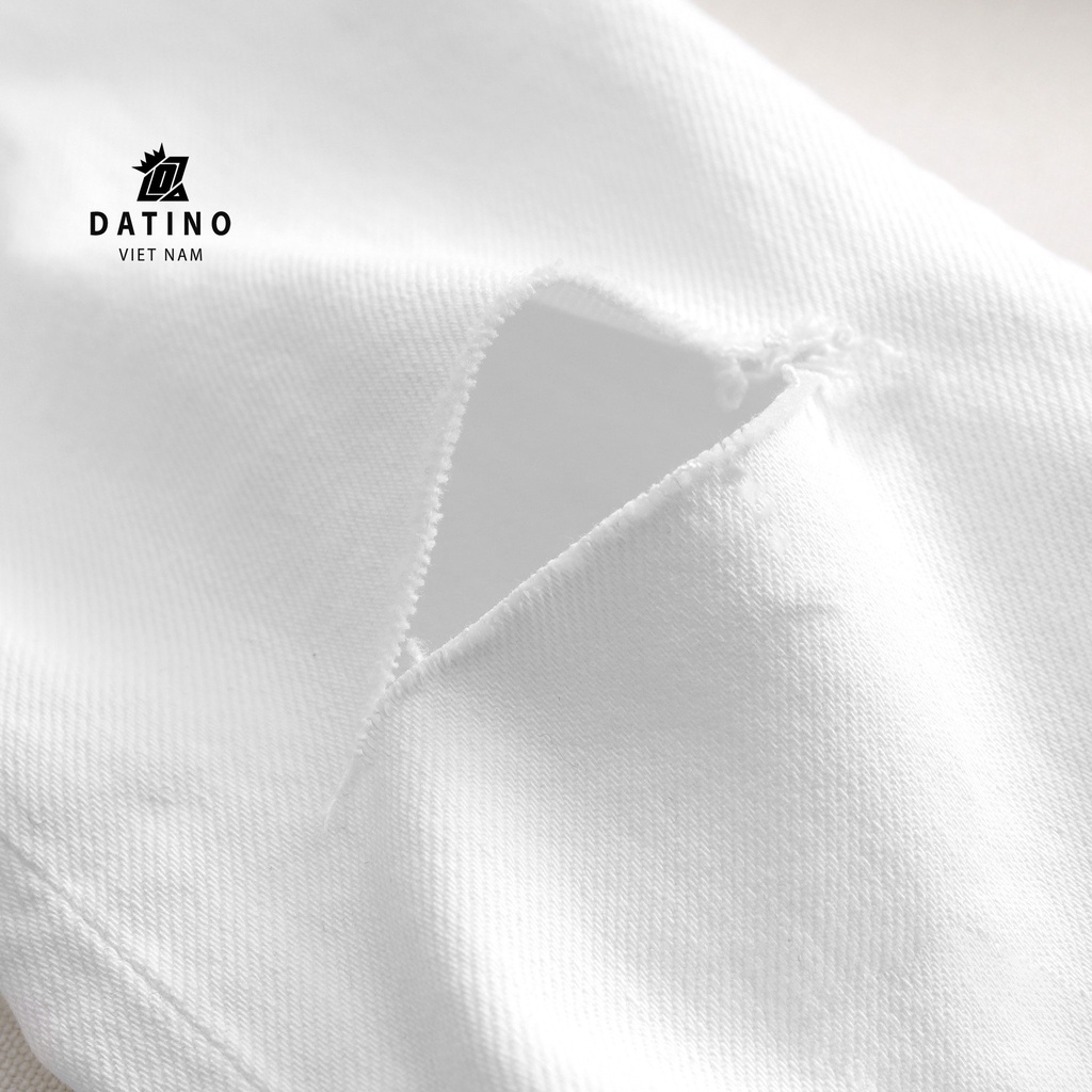 Quần Jeans Nam Streetwear DATINO màu trắng chất jean Denim vải dày dặn co giãn, bền màu