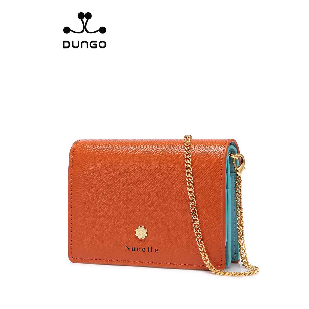 Ví Tiền Ngắn NUCELLE Có Dây Đeo Màu Cam/ Xám NU070692