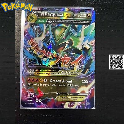 Thẻ Mrayquaza EX tiến hoá mega phản quang Trading card Bài pokemon TẶNG Sleeves bọc bài 1459 D3 4 61-108