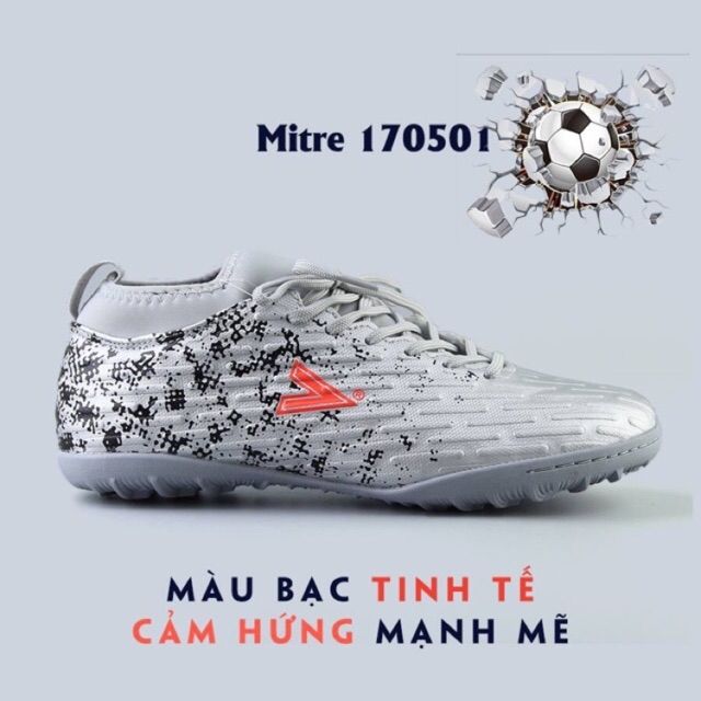 [Xả kho] Giày đá bóng Động lực Mitre 170501 Bạc chính hãng Động lực phân phối
