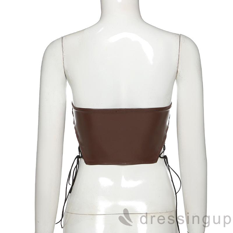 DRESSINGUP-Áo Ống Không Tay Hở Lưng Màu Sắc Đơn Giản Quyến Rũ Cho Nữ